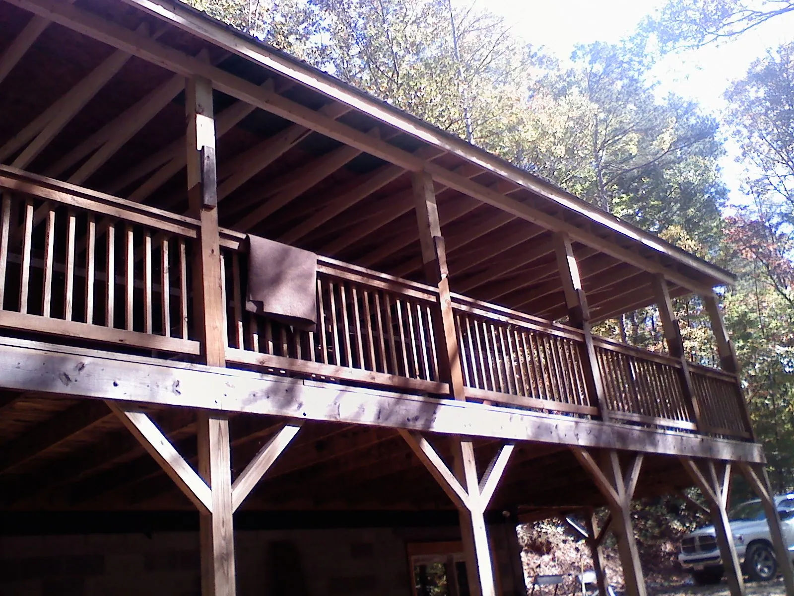 Timber framing under a new elevated porch and deck — Roof Leak Repair in Round Mountain by Roofing Brothers